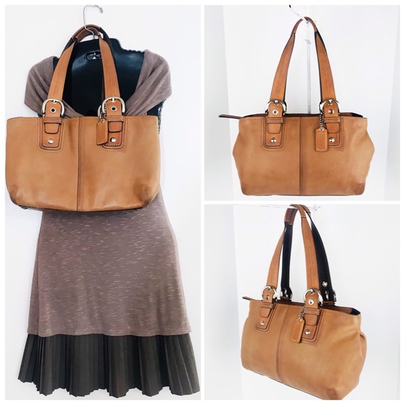 Coach Burnished Tan Leather Soho Satchel Tote Bag - Picture 7 of 8
